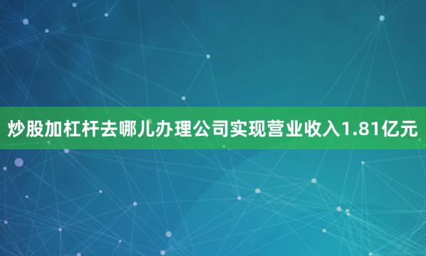 炒股加杠杆去哪儿办理公司实现营业收入1.81亿元